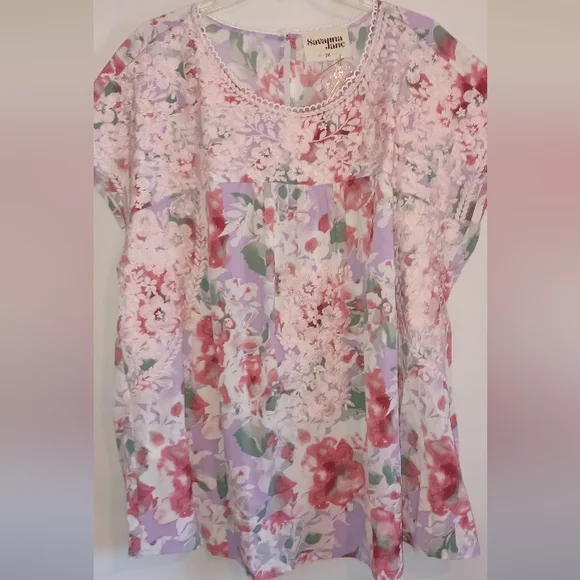 Beautiful Silky Floral Embroidered Elegant Womans 3x Blouse. - Picture 1 of 5